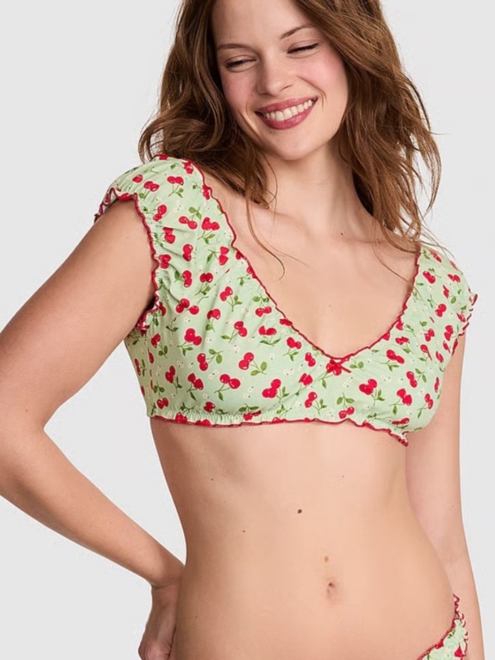 New! Frankie’s Bikinis PINK Hudson cherry bikini top 34571